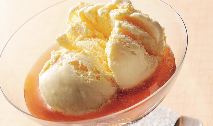 Kokuto Umeshu with vanilla ice-cream